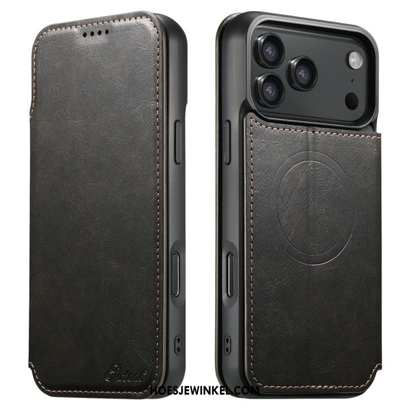 Leren Hoesje iPhone 17 Pro Magsafe-compatibel Leer Effect Bescherming Hoesje
