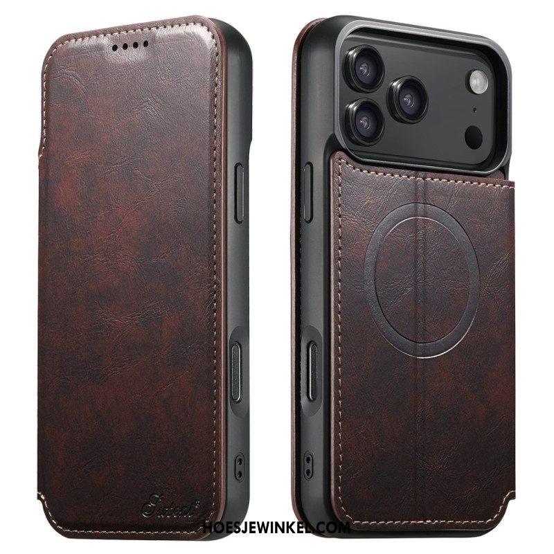 Leren Hoesje iPhone 17 Pro Magsafe-compatibel Leer Effect Bescherming Hoesje