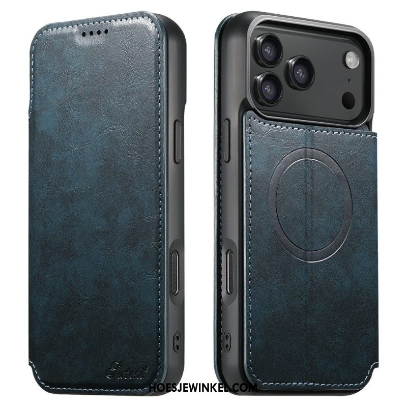 Leren Hoesje iPhone 17 Pro Magsafe-compatibel Leer Effect Bescherming Hoesje