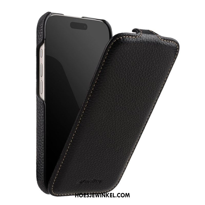 Leren Hoesje iPhone 17 Pro Magsafe-compatibel Met Premium Verticale Flipcover