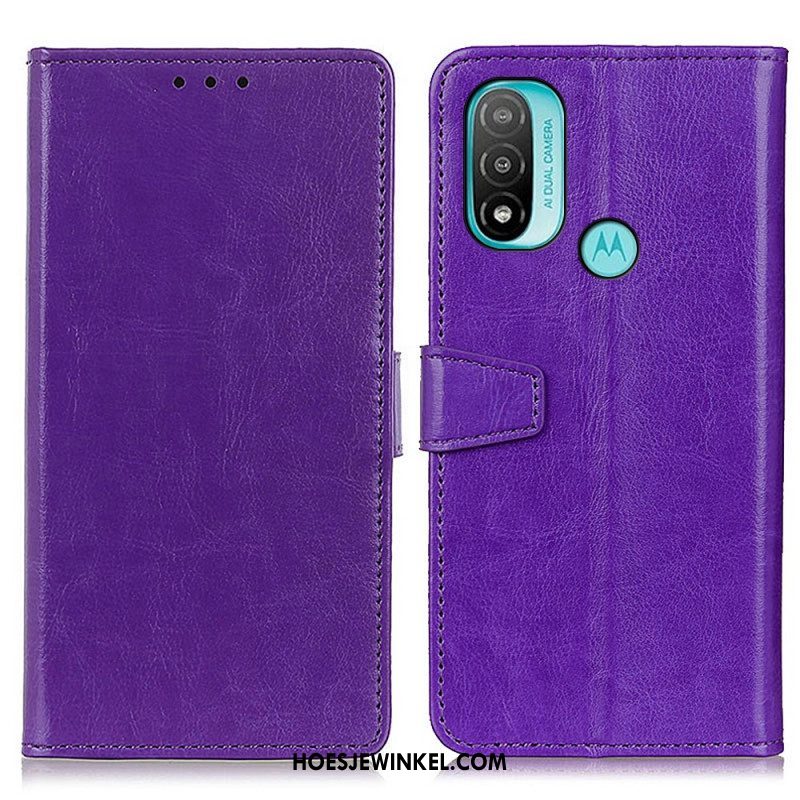 Leren Hoesje voor Moto E40 / E30 / E20 Eenvoudig Glanzend Leereffect