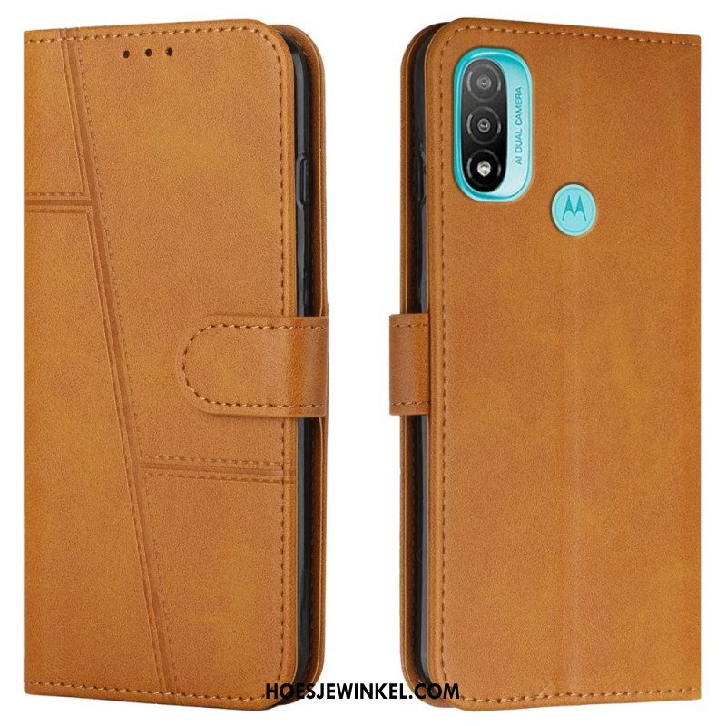 Leren Hoesje voor Moto E40 / E30 / E20 Met Ketting Geo-leereffect Met Bandjes