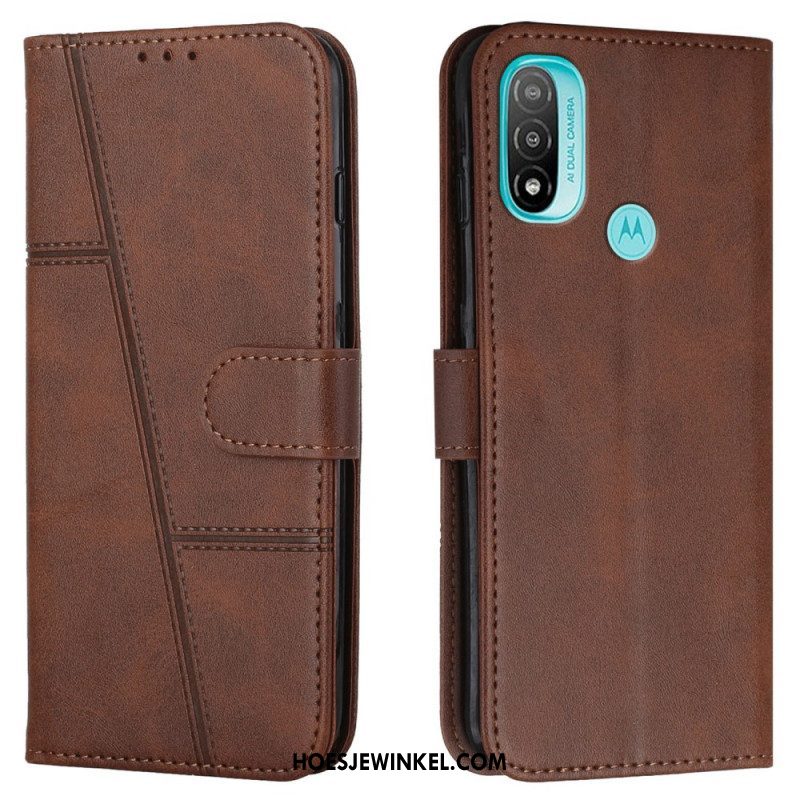 Leren Hoesje voor Moto E40 / E30 / E20 Met Ketting Geo-leereffect Met Bandjes