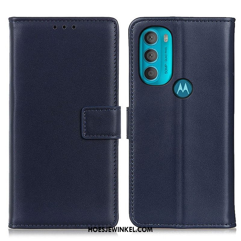 Leren Hoesje voor Moto G71 5G Effen Kunstleer