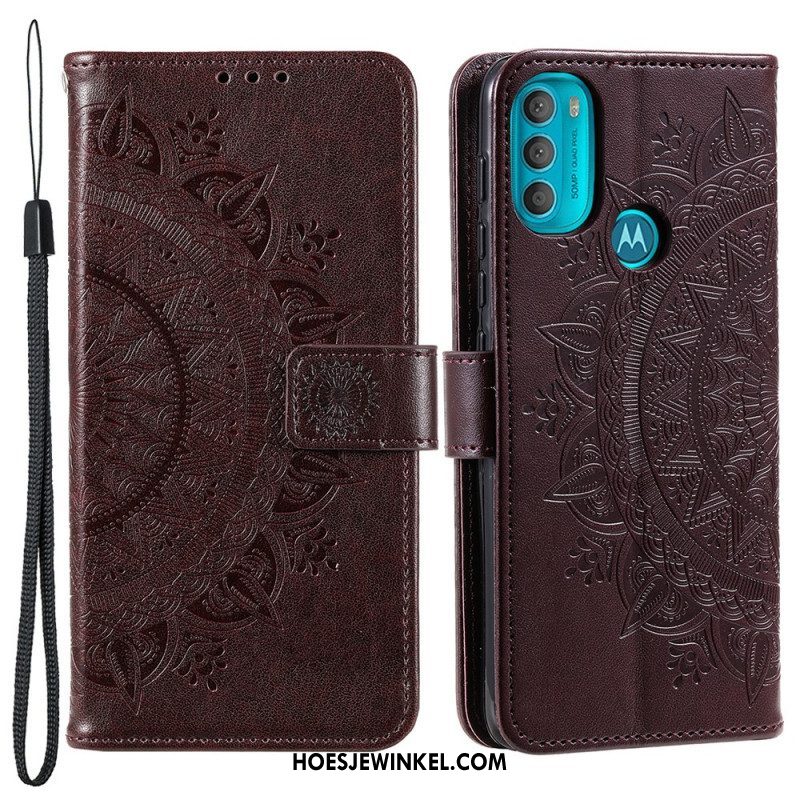 Leren Hoesje voor Moto G71 5G Zon Mandala