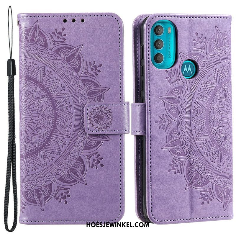 Leren Hoesje voor Moto G71 5G Zon Mandala