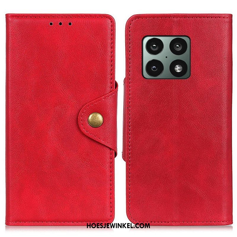 Leren Hoesje voor OnePlus 10 Pro 5G Vintage Kunstleer En Knop