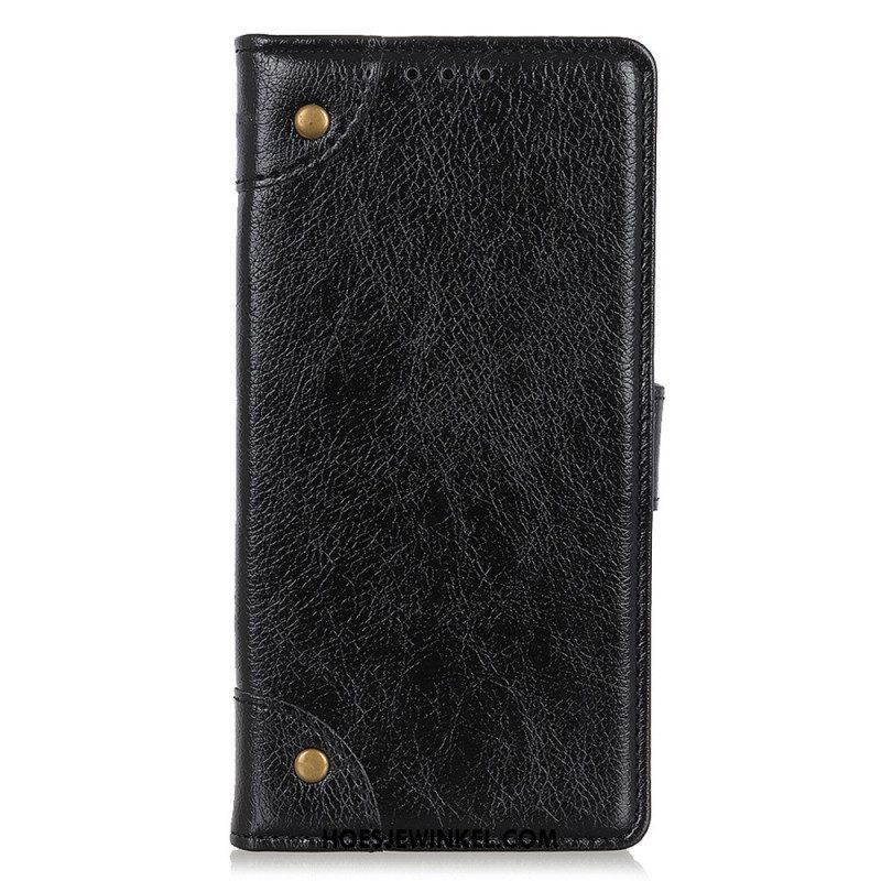 Leren Hoesje voor OnePlus 10T 5G Stijl Nappa Lederen Vintage Klinknagels