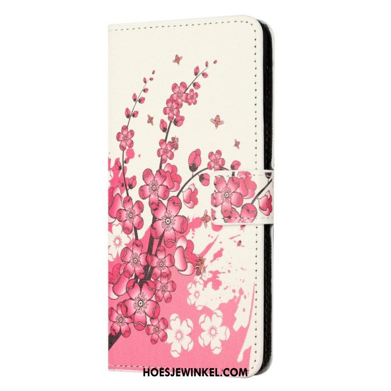 Leren Hoesje voor OnePlus 10T 5G Tropische Bloemen