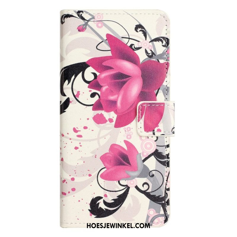 Leren Hoesje voor OnePlus 10T 5G Tropische Bloemen