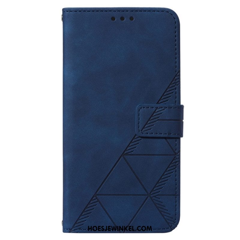 Leren Hoesje voor OnePlus Nord 2T 5G Driehoeken Met Lanyard