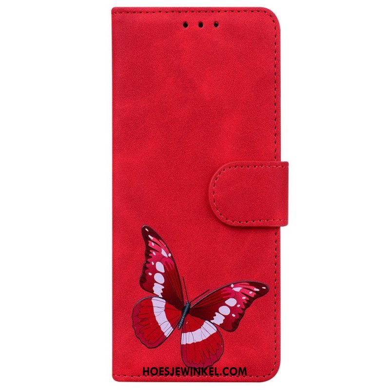 Leren Hoesje voor OnePlus Nord 2T 5G Vlinder Patroon