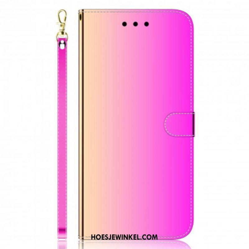 Leren Hoesje voor Oppo A54 5G / A74 5G Spiegelhoes Van Imitatieleer