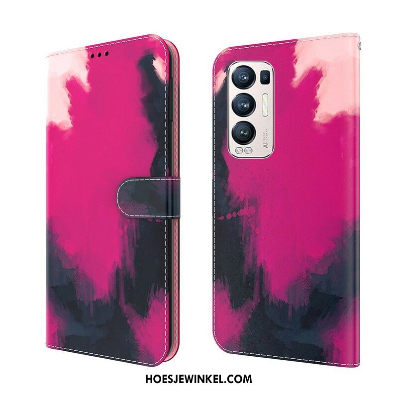 Leren Hoesje voor Oppo Find X3 Neo Abstracte Kleurrijk