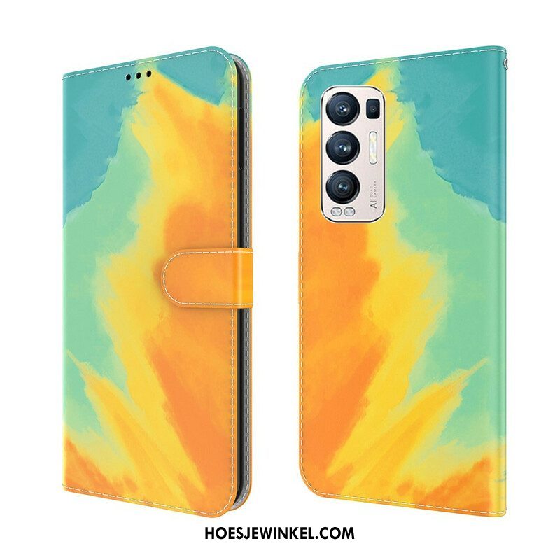 Leren Hoesje voor Oppo Find X3 Neo Abstracte Kleurrijk