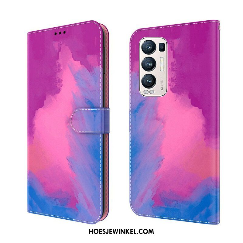 Leren Hoesje voor Oppo Find X3 Neo Abstracte Kleurrijk