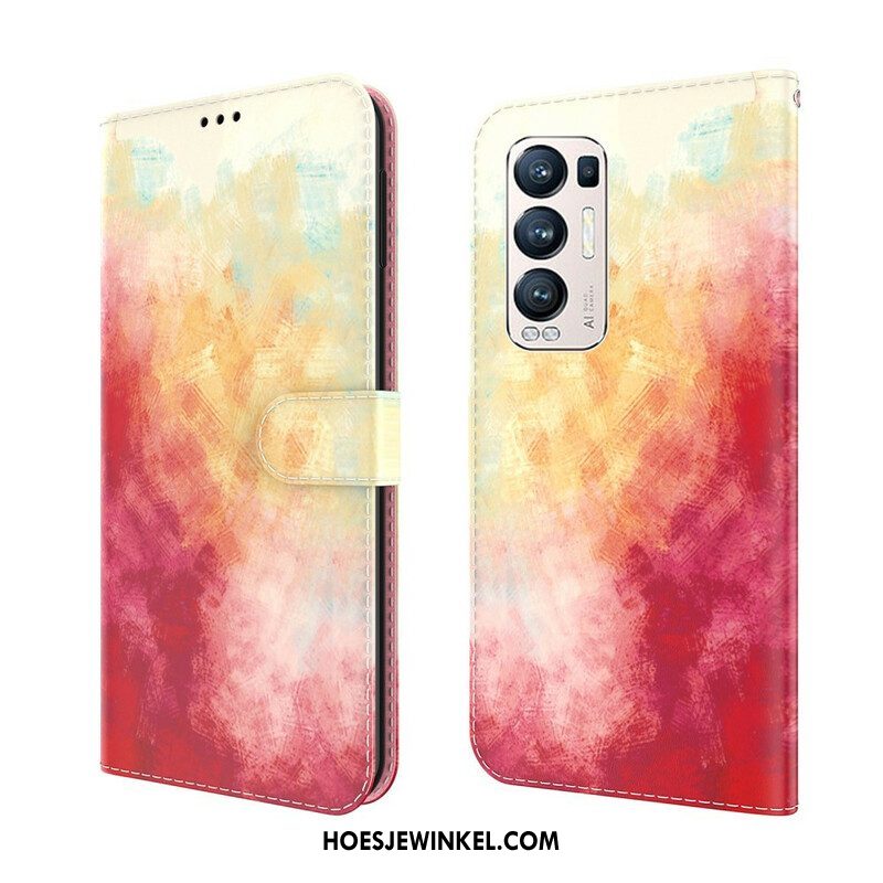 Leren Hoesje voor Oppo Find X3 Neo Abstracte Kleurrijk