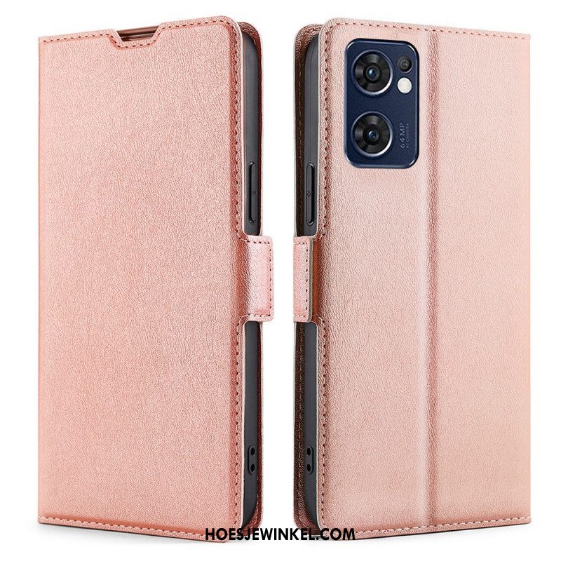 Leren Hoesje voor Oppo Find X5 Lite Folio-hoesje Flap Dubbel Ontwerp