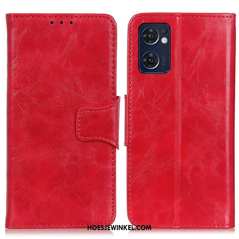 Leren Hoesje voor Oppo Find X5 Lite Folio-hoesje Getextureerde Magnetische Flap