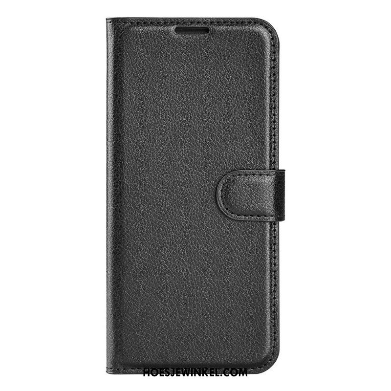 Leren Hoesje voor Oppo Find X5 Lite Klassiek Lychee Kunstleer