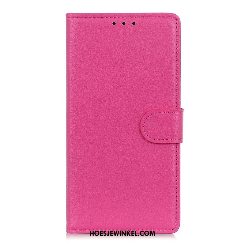 Leren Hoesje voor Oppo Reno 8 Lite Traditionele Litchi-leerstijl