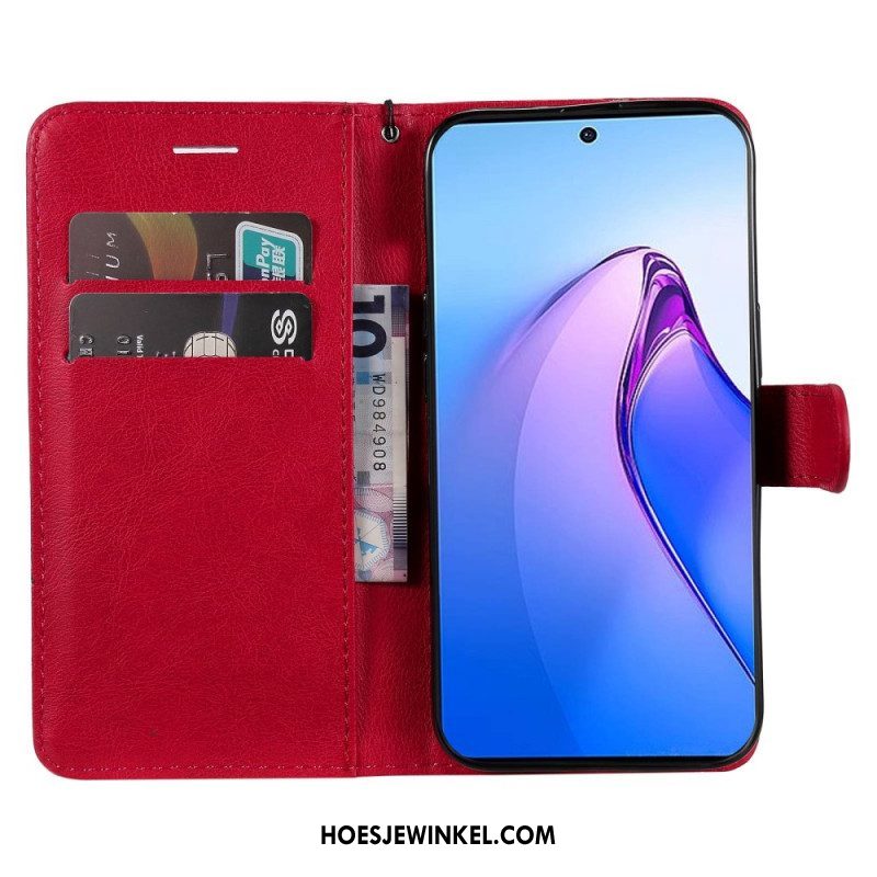 Leren Hoesje voor Oppo Reno 8 Pro Met Ketting Effen Met Bandje