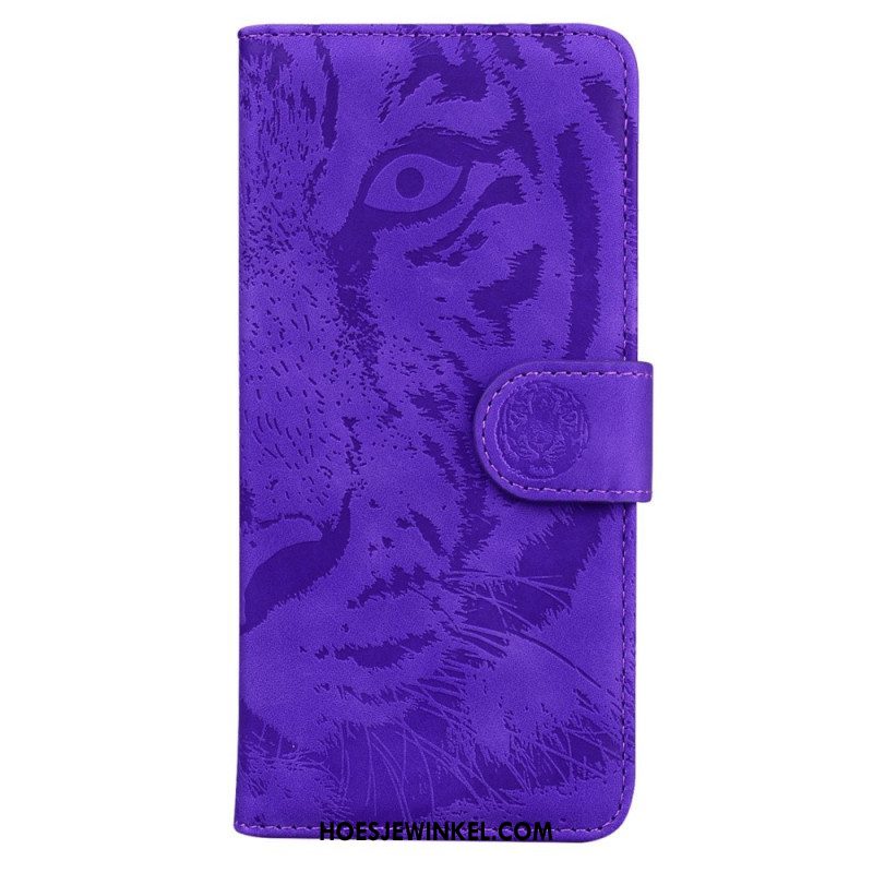 Leren Hoesje voor Oppo Reno 8 Pro Tijger Voetafdruk