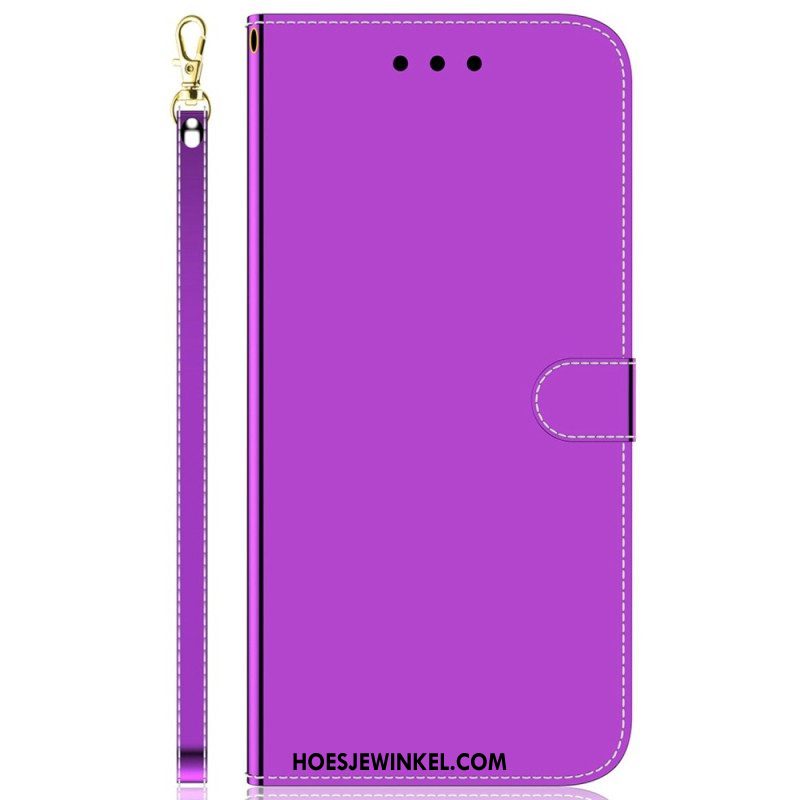 Leren Hoesje voor Oppo Reno 8 Spiegel En Lanyard