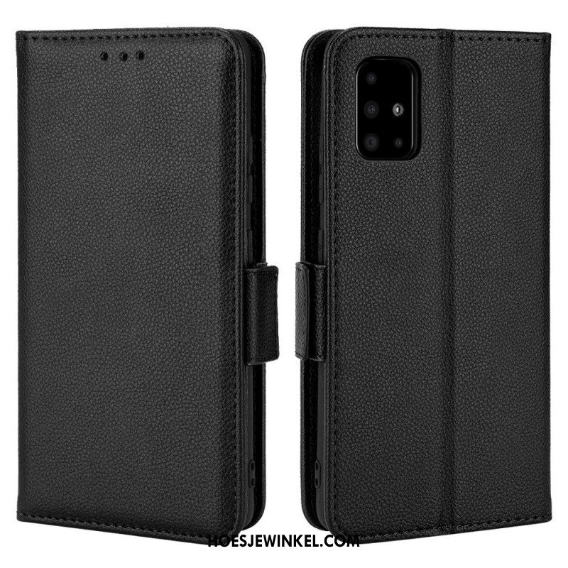 Leren Hoesje voor Samsung Galaxy A51 5G Folio-hoesje Flap Dubbele Nieuwe Kleuren