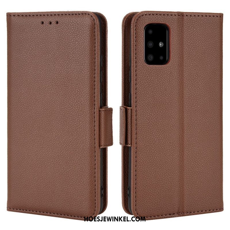 Leren Hoesje voor Samsung Galaxy A51 5G Folio-hoesje Flap Dubbele Nieuwe Kleuren