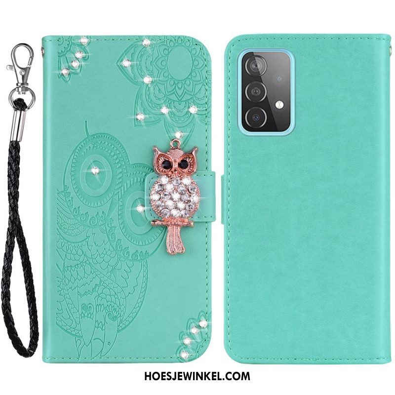 Leren Hoesje voor Samsung Galaxy A53 5G Uil Mandala En Charme