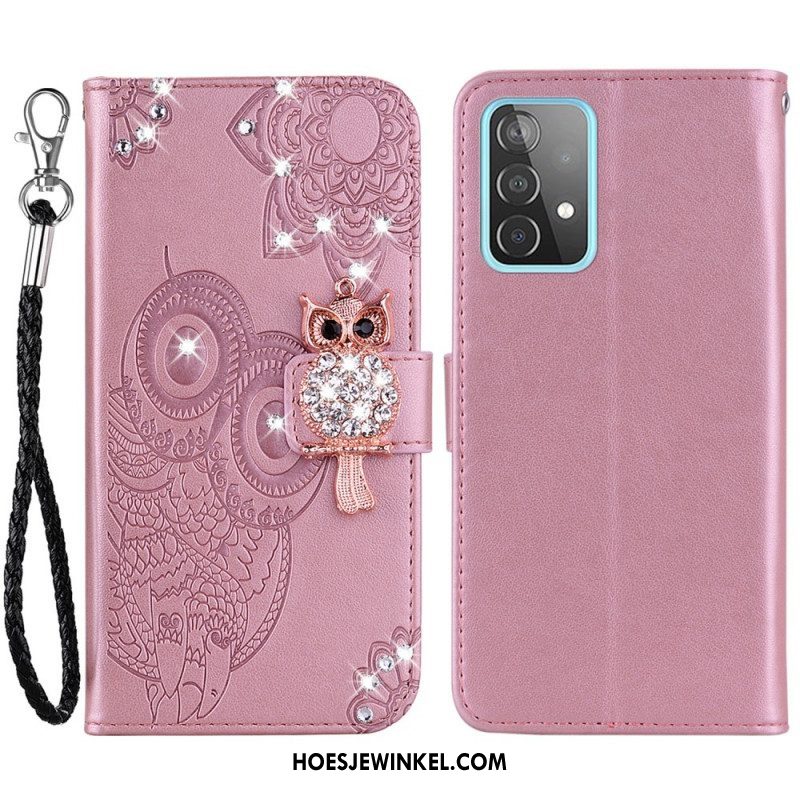 Leren Hoesje voor Samsung Galaxy A53 5G Uil Mandala En Charme