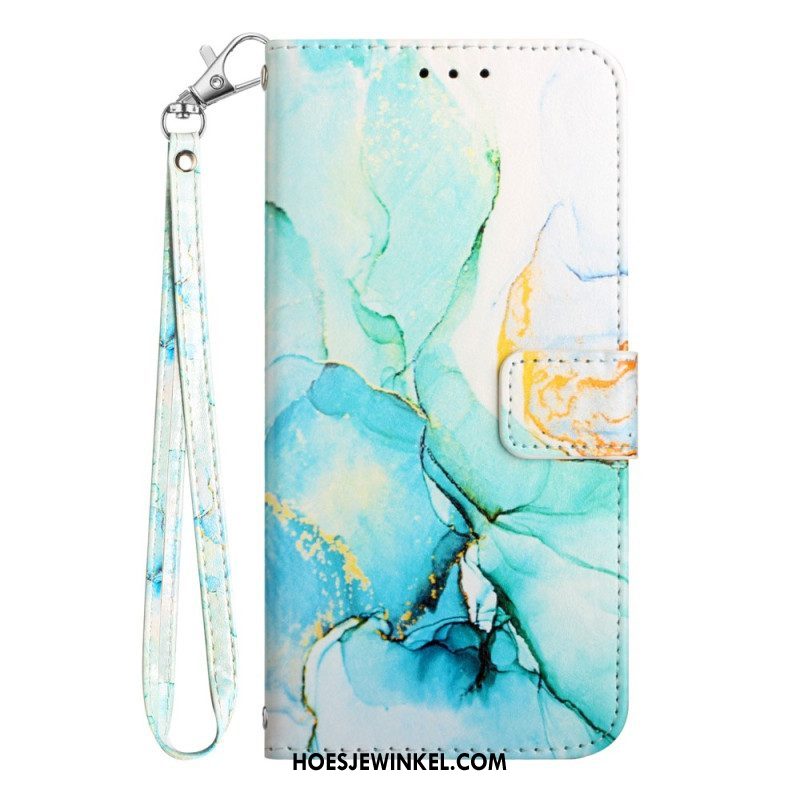 Leren Hoesje voor Samsung Galaxy A54 5G Met Ketting Marmer Strippen