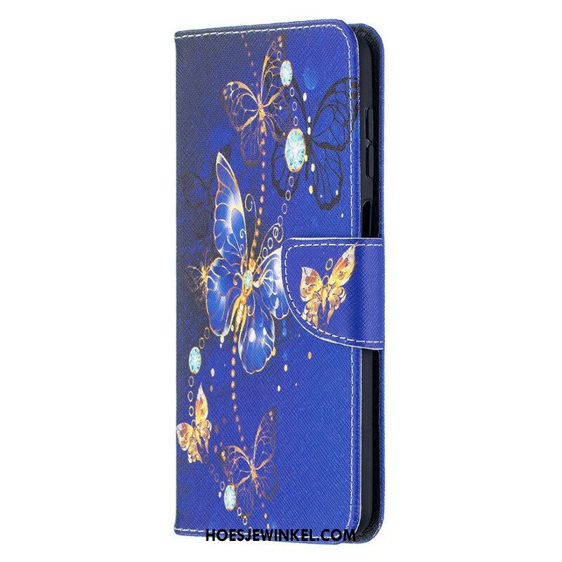 Leren Hoesje voor Samsung Galaxy M12 / A12 Gouden Vlinders