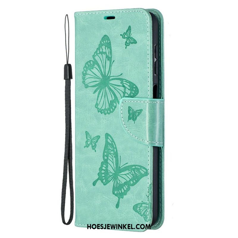 Leren Hoesje voor Samsung Galaxy M12 / A12 Vlinders Tijdens De Vlucht Met Lanyard