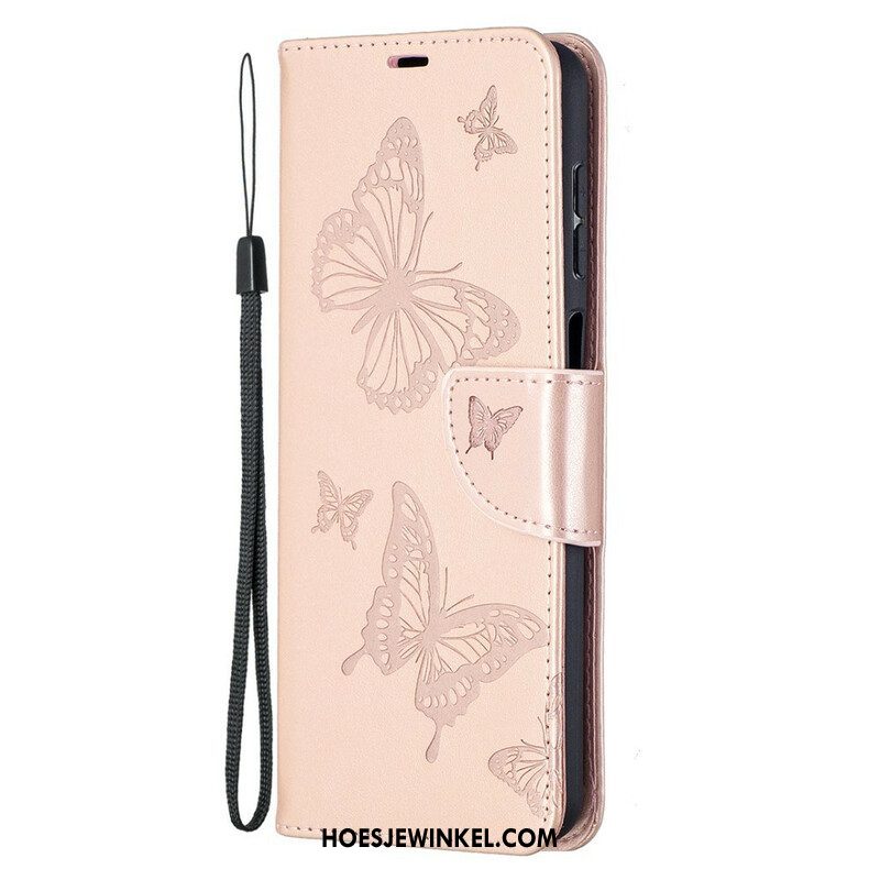 Leren Hoesje voor Samsung Galaxy M12 / A12 Vlinders Tijdens De Vlucht Met Lanyard