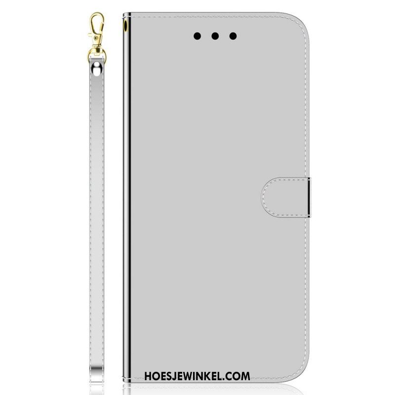 Leren Hoesje voor Samsung Galaxy M53 5G Spiegel En Lanyard