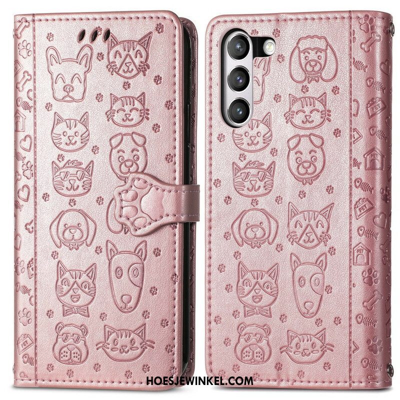 Leren Hoesje voor Samsung Galaxy S21 FE Geanimeerde Dieren