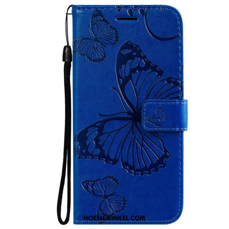 Leren Hoesje voor Samsung Galaxy S21 FE Met Ketting Gigantische Riemvlinders