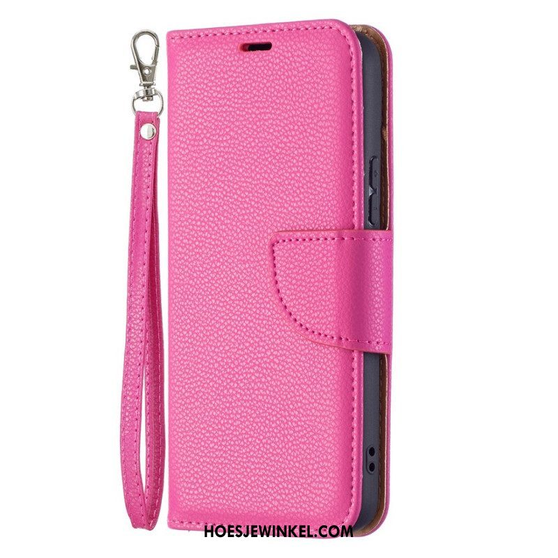 Leren Hoesje voor Samsung Galaxy S22 5G Folio-hoesje Lychee Rabat Schuin