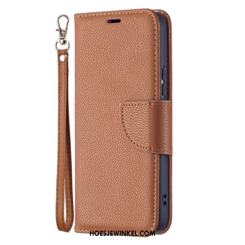 Leren Hoesje voor Samsung Galaxy S22 5G Folio-hoesje Lychee Rabat Schuin