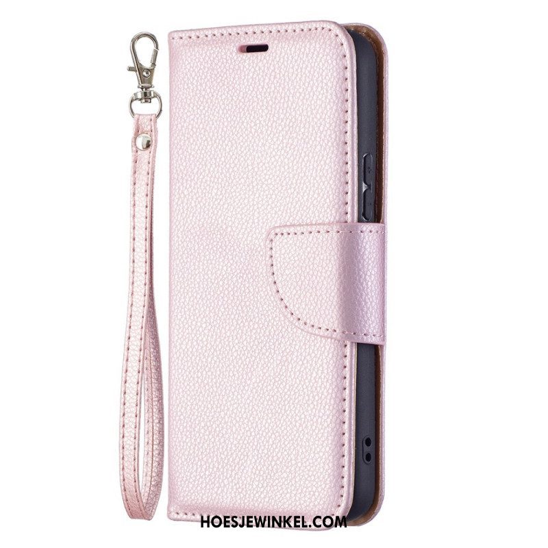 Leren Hoesje voor Samsung Galaxy S22 5G Folio-hoesje Lychee Rabat Schuin