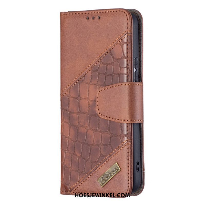 Leren Hoesje voor Samsung Galaxy S22 5G Klassiek Krokodillenleer-effect