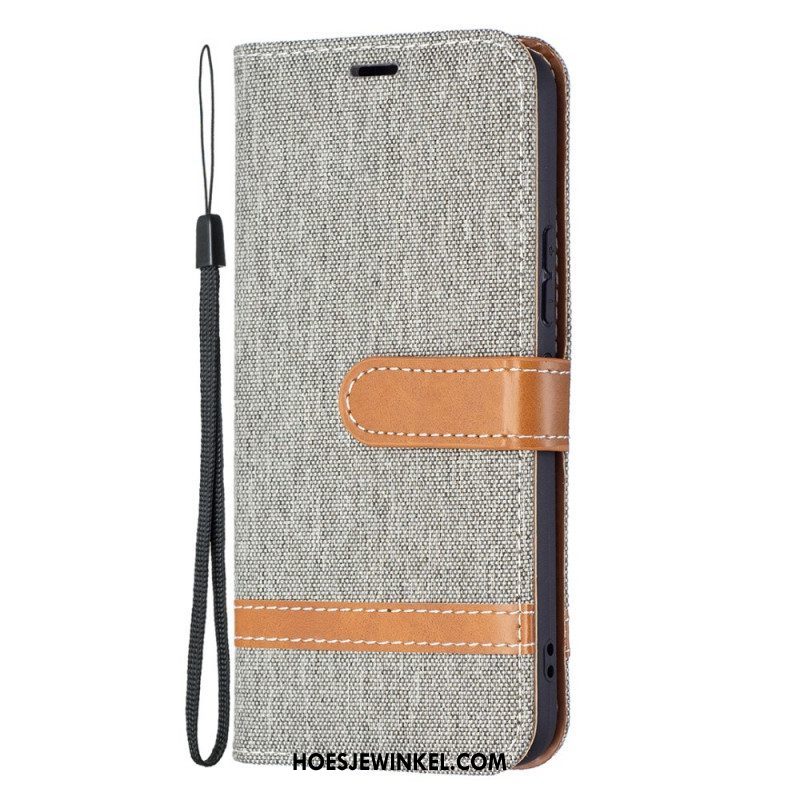 Leren Hoesje voor Samsung Galaxy S22 5G Met Ketting Band Van Stof En Leereffect