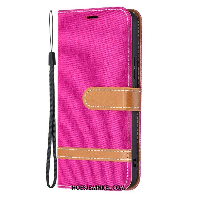 Leren Hoesje voor Samsung Galaxy S22 5G Met Ketting Band Van Stof En Leereffect