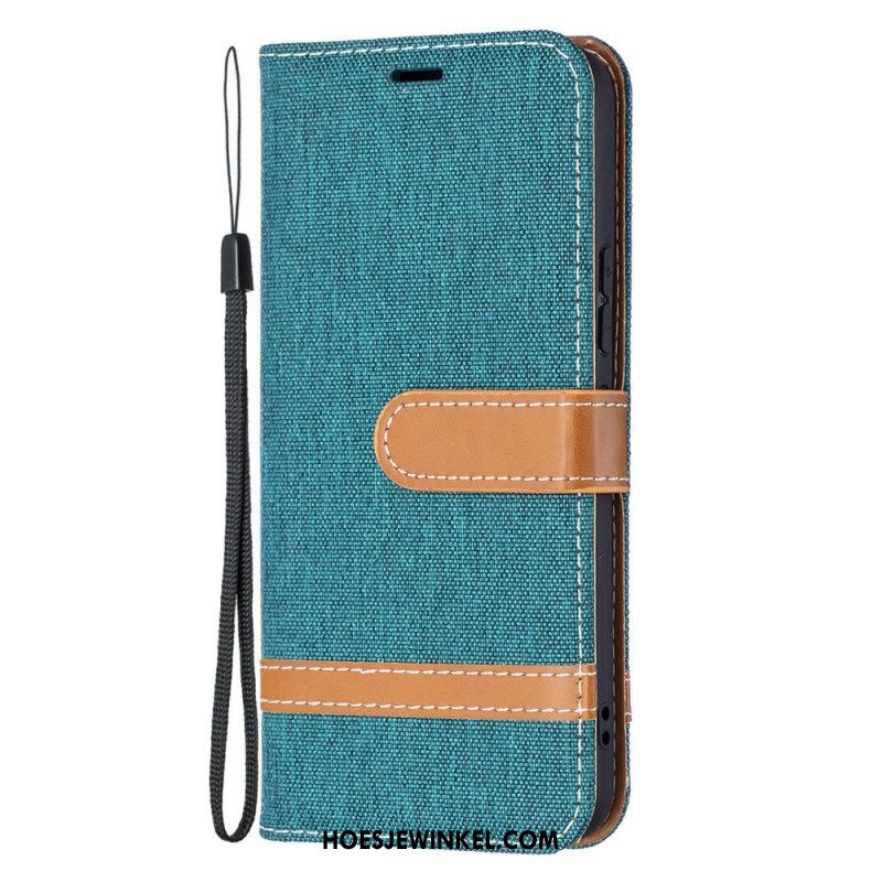 Leren Hoesje voor Samsung Galaxy S22 5G Met Ketting Band Van Stof En Leereffect