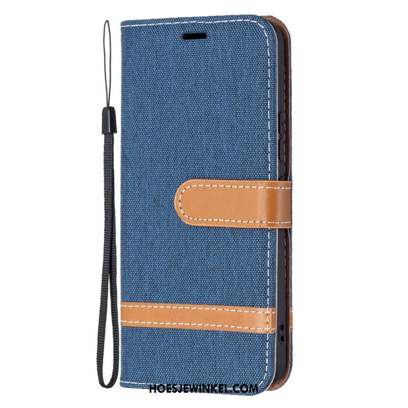 Leren Hoesje voor Samsung Galaxy S22 5G Met Ketting Band Van Stof En Leereffect