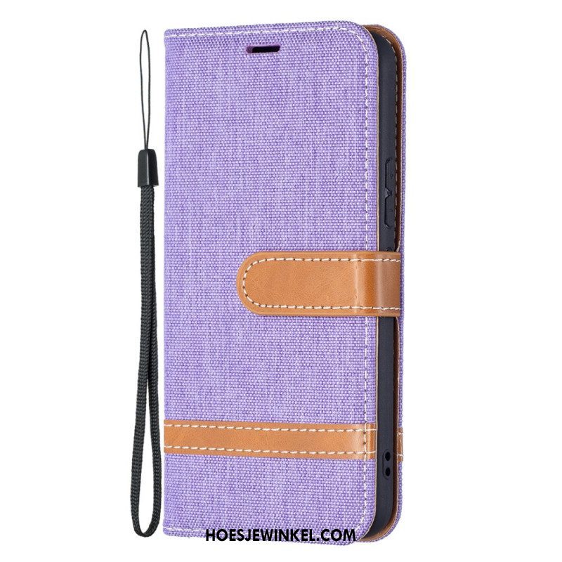 Leren Hoesje voor Samsung Galaxy S22 5G Met Ketting Band Van Stof En Leereffect