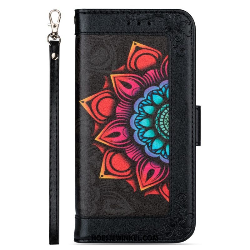 Leren Hoesje voor Samsung Galaxy S22 5G Met Ketting Bandjes Mandala Decoratie