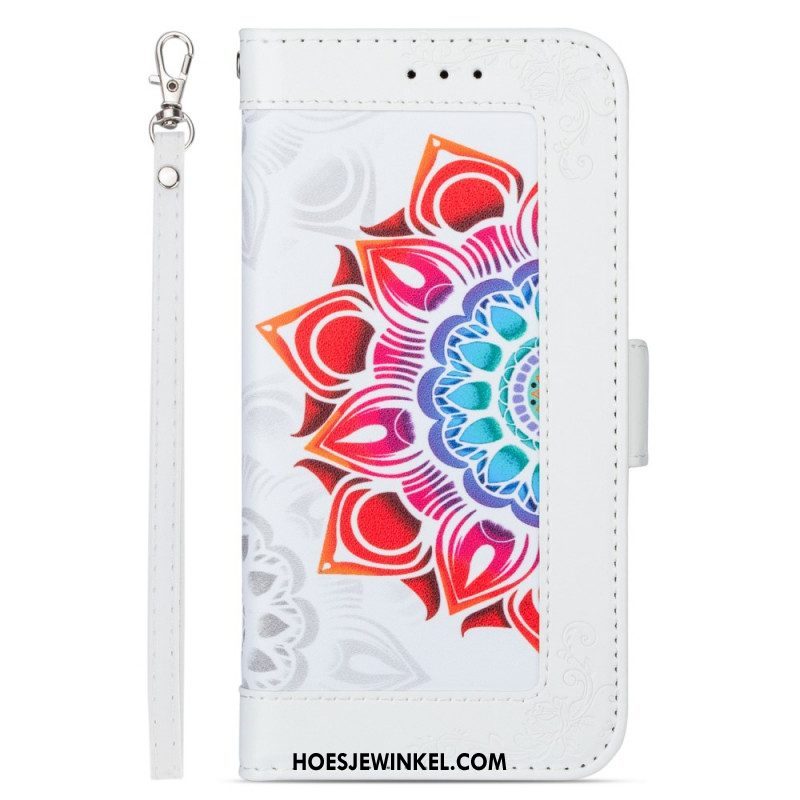 Leren Hoesje voor Samsung Galaxy S22 5G Met Ketting Bandjes Mandala Decoratie